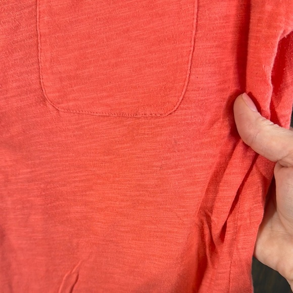 Boden Coral Orange 3/4 Sleeve Relaxed Boatneck Tee w/ Pocket 100% Cotton Medium - Picture 2 of 5
